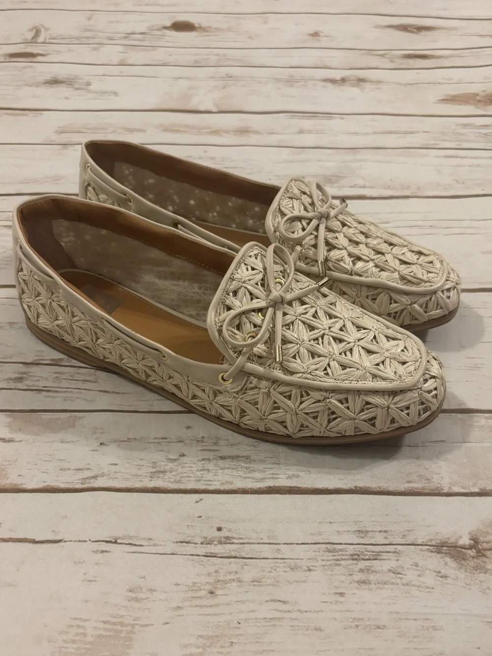 Dolce Vita Modern Loafers Ivory Raffia Size 9.5